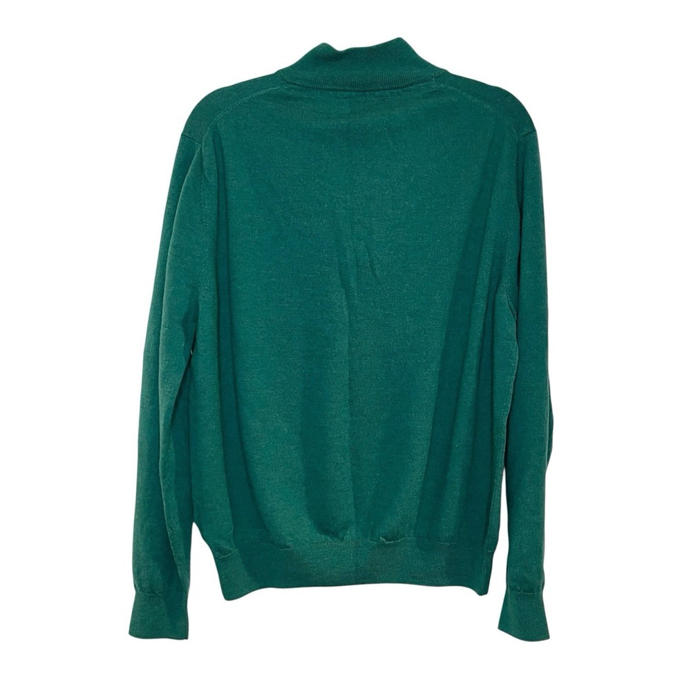 Brooks Brothers 346 Sweater Mens XL Green 100% Extra Fine Merino Wool 1/4 Zip - Picture 4 of 5